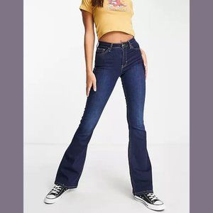 Topshop Moto Jamie Flare Size 28 Womens Denim Jeans in Indigo Dark Blue